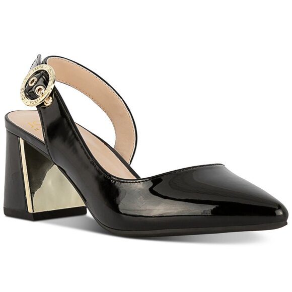 Jones New York Women's Candree Block Heel Slingback Pumps - Black Patent - Picture 8 of 8